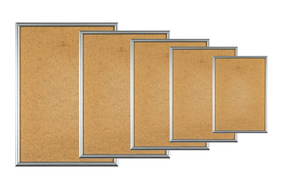 Cadre classique aluminium gris : montage au dos, photo du catalogue