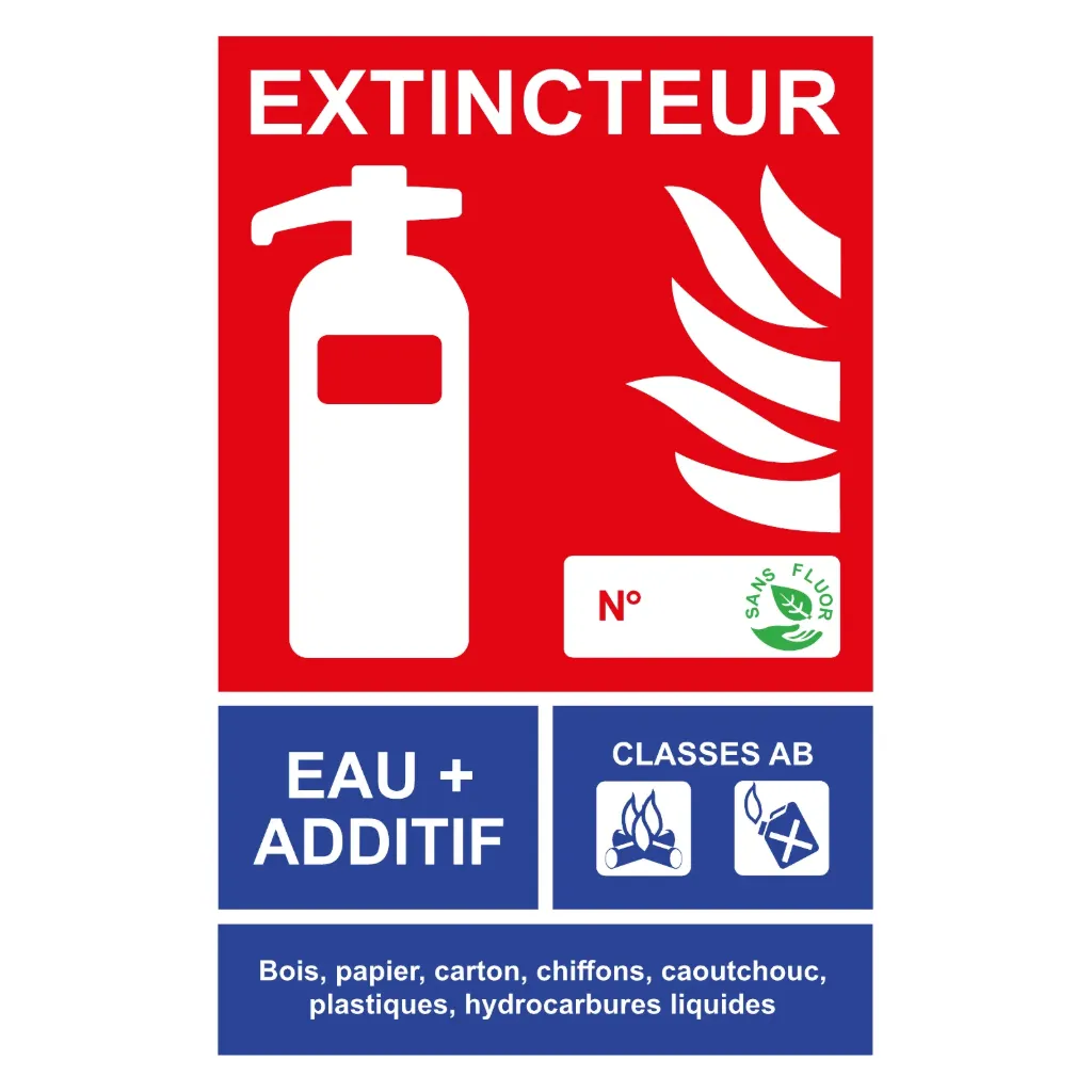 [PP-DRP-PAN-1015-AB] Panneau extincteur AB sans fluor 100 x 150 mm - PVC 1 mm