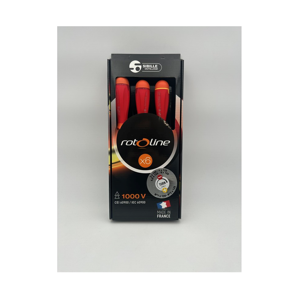 Coffret de 6 tournevis isolés 1000V Rotoline Turn