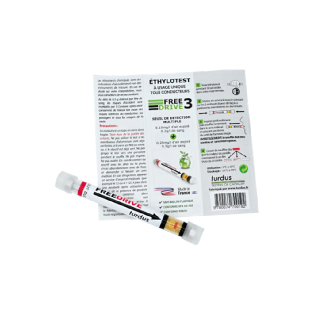 [PP-TUR-ESB-F3] Lot de 250 éthylotests sans ballon – Double seuil 0,2 et 0,5 g/L