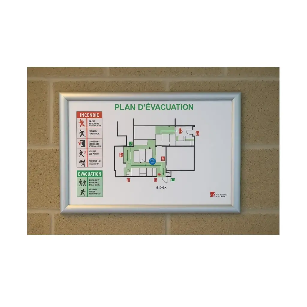 Plan d'évacuation PVC 5/10 A3 avec cadre