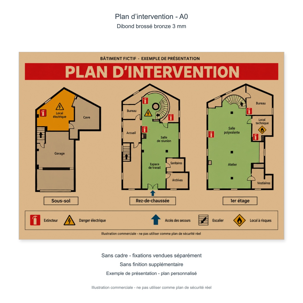[PP-DRP-PI-DIBZA0-SC] Plan d’intervention A0 - Dibond aluminium brossé bronze 3 mm (Sans cadre ni fixation, Sans finition supplémentaire)