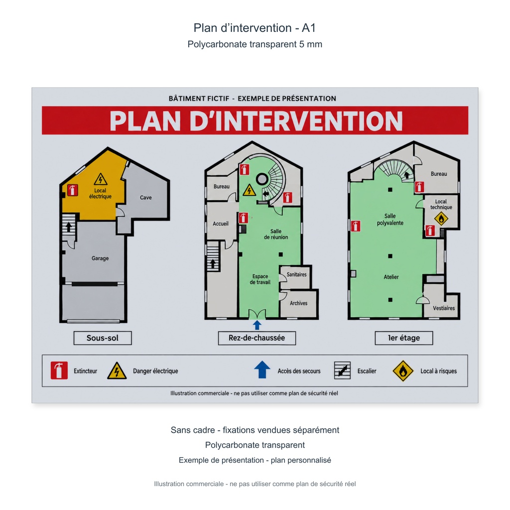 [PP-DRP-PI-PCUV5A1-SC] Plan d’intervention A1 - Polycarbonate UV transparent 5 mm (Transparent sans fond ajouté, Sans film adhésif dépoli)