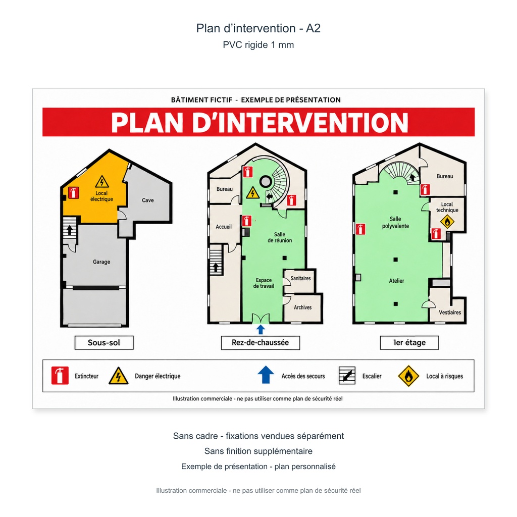 [PP-DRP-PI-PVC1A2-SC] Plan d’intervention A2 - PVC rigide 1 mm (Sans cadre ni fixation, Sans finition supplémentaire, Sans adhésif photoluminescent)
