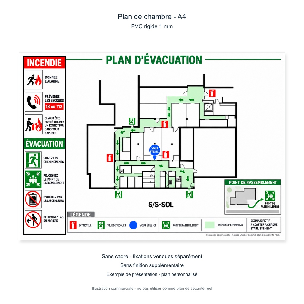 [CCA4P] Plan de chambre A4 - PVC rigide 1 mm (Sans cadre ni fixation, Sans laminage)